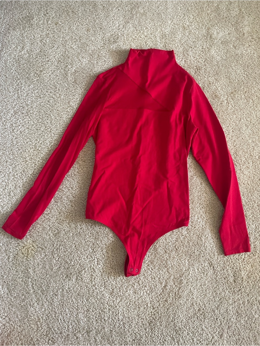 Express Long Sleeve Red Turtleneck One-Piece Bodysuit Medium